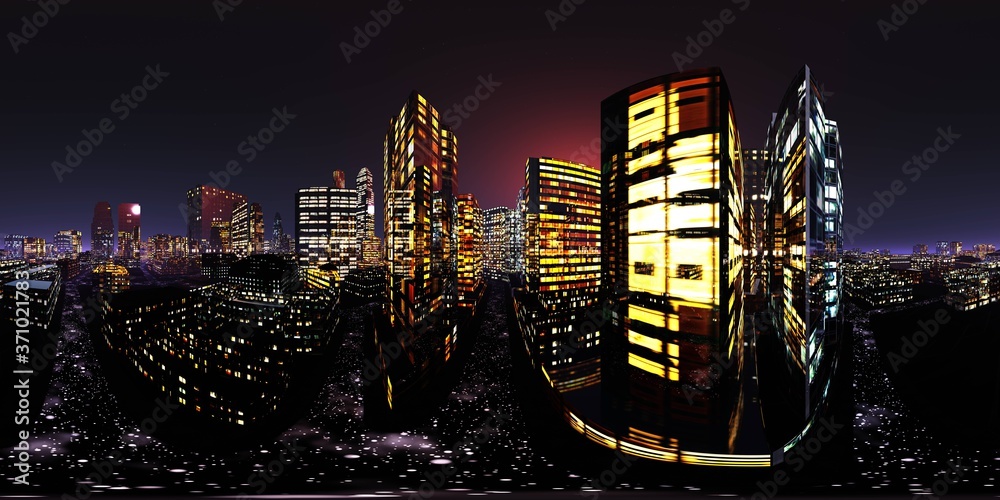 Night city. HDRI . equidistant projection. Spherical panorama. panorama ...