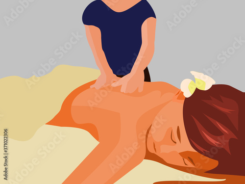 The masseur is giving a massage to a woman to sleep on the bed.
