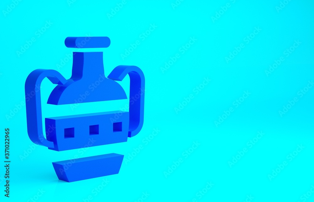 Blue Ancient amphorae icon isolated on blue background. Minimalism concept. 3d illustration 3D render. Blue Ancient amphorae icon isolated on blue background. Minimalism concept. 3d illustration 3D render.