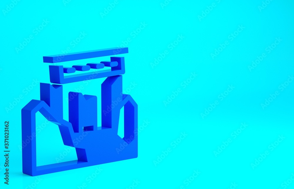 Blue Ancient ruins icon isolated on blue background. Minimalism concept. 3d illustration 3D render. Blue Ancient ruins icon isolated on blue background. Minimalism concept. 3d illustration 3D render.