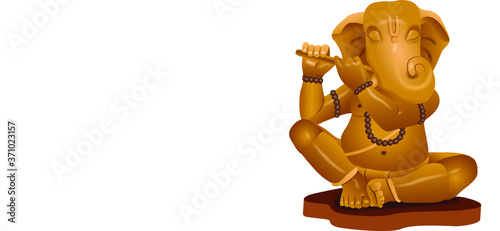 Vector of hindu God Ganesha in wooden effect