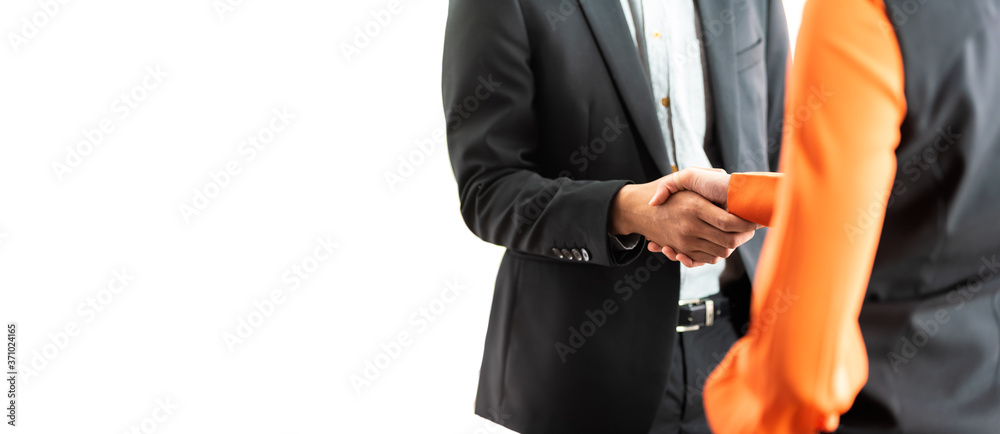Business people shaking hands isolated on white background with copy space. Business people shaking hands isolated on white background with copy space.