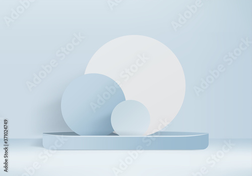 Cylinder abstract minimal scene with geometric platform. Summer background vector 3d rendering with podium. stand to show cosmetic products. Stage Showcase on pedestal modern 3d studio blue pastel