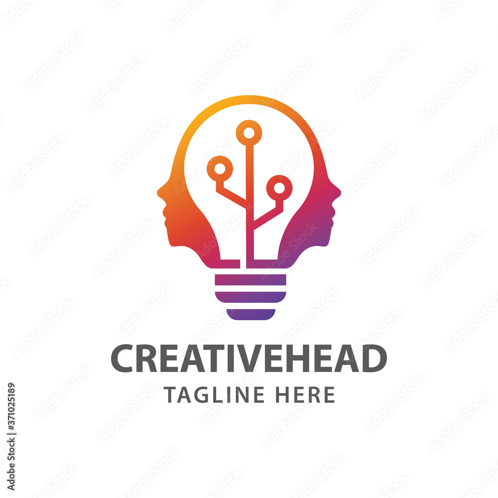 Creative People logo with light bulb logo design Creative People logo with light bulb logo design