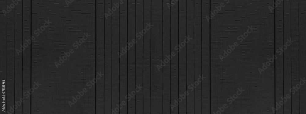 Dark anthracite black natural cotton linen fabric textile with seamless stripes pattern design texture background banner panorama