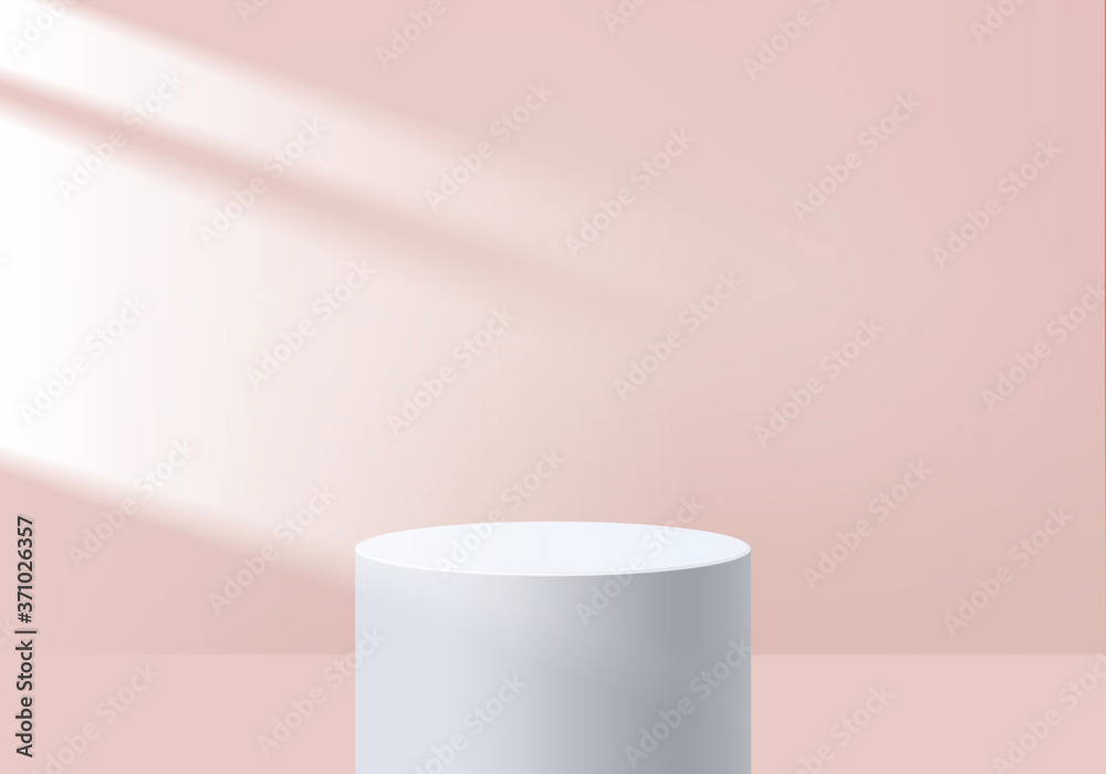 Cylinder abstract minimal scene with geometric platform. Summer background vector 3d rendering with podium. stand to show cosmetic products. Stage Showcase on pedestal modern 3d studio pink pastel Cylinder abstract minimal scene with geometric platform. Summer background vector 3d rendering with podium. stand to show cosmetic products. Stage Showcase on pedestal modern 3d studio pink pastel