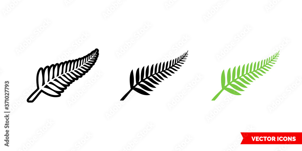 New zealand symbols icon of 3 types color, black and white, outline. Isolated vector sign symbol.