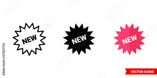 New symbol icon of 3 types color, black and white, outline. Isolated vector sign symbol.