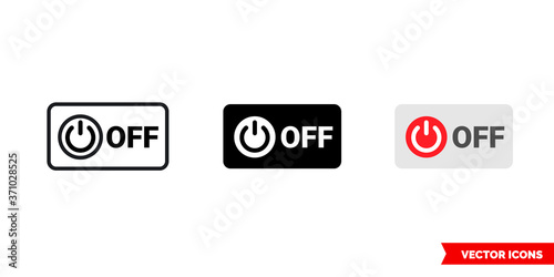 Off symbol icon of 3 types color, black and white, outline. Isolated vector sign symbol.