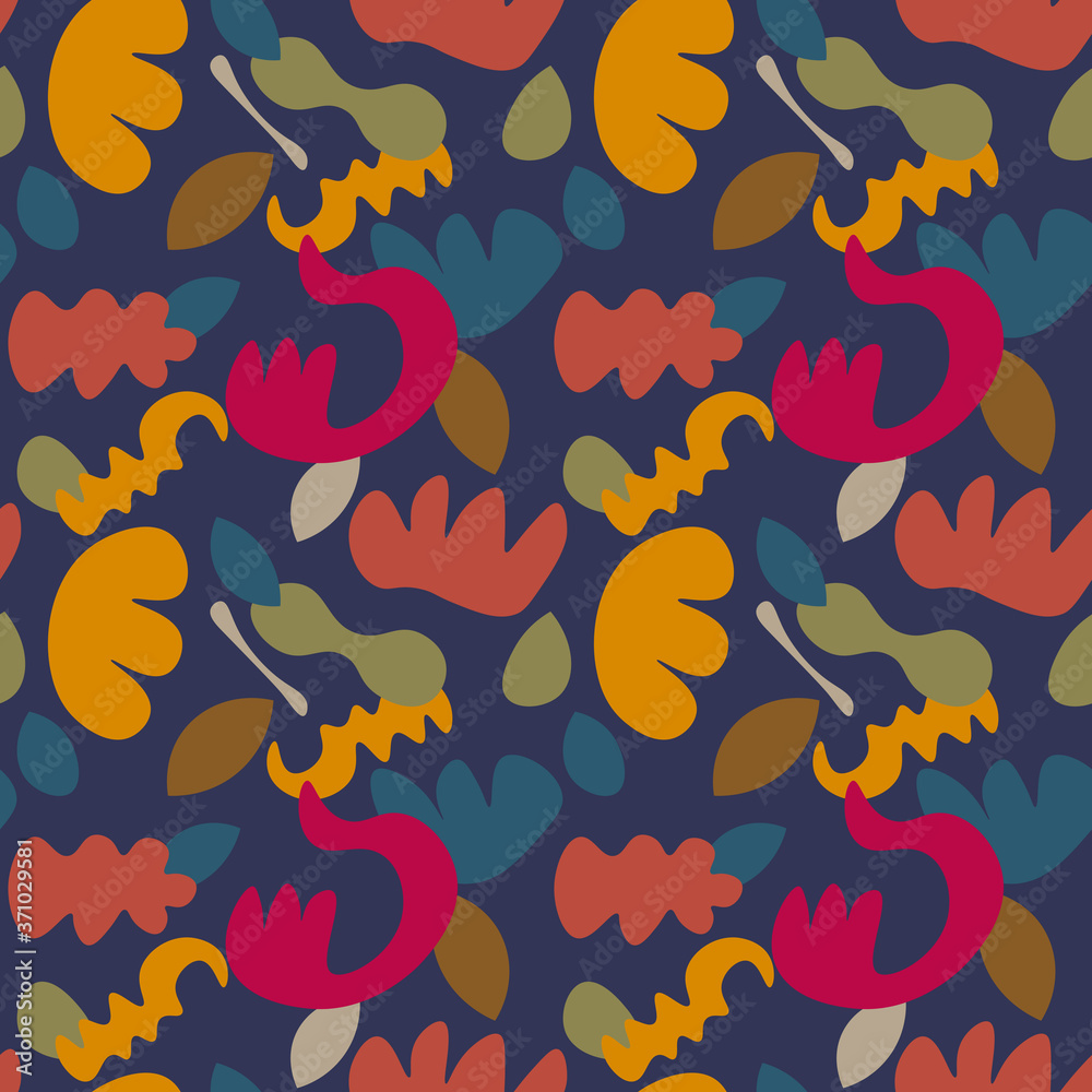Abstract cartoon seamless pattern with different shapes. Messy background. Vector illustration. Abstract cartoon seamless pattern with different shapes. Messy background. Vector illustration.
