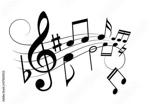 Music staff and notes, vector cartoon