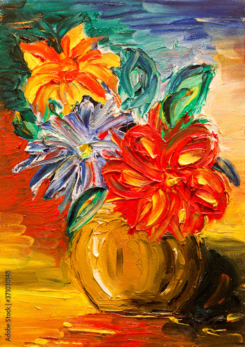 oil paint of colorful flowers