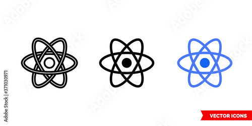 React icon of 3 types color, black and white, outline. Isolated vector sign symbol.