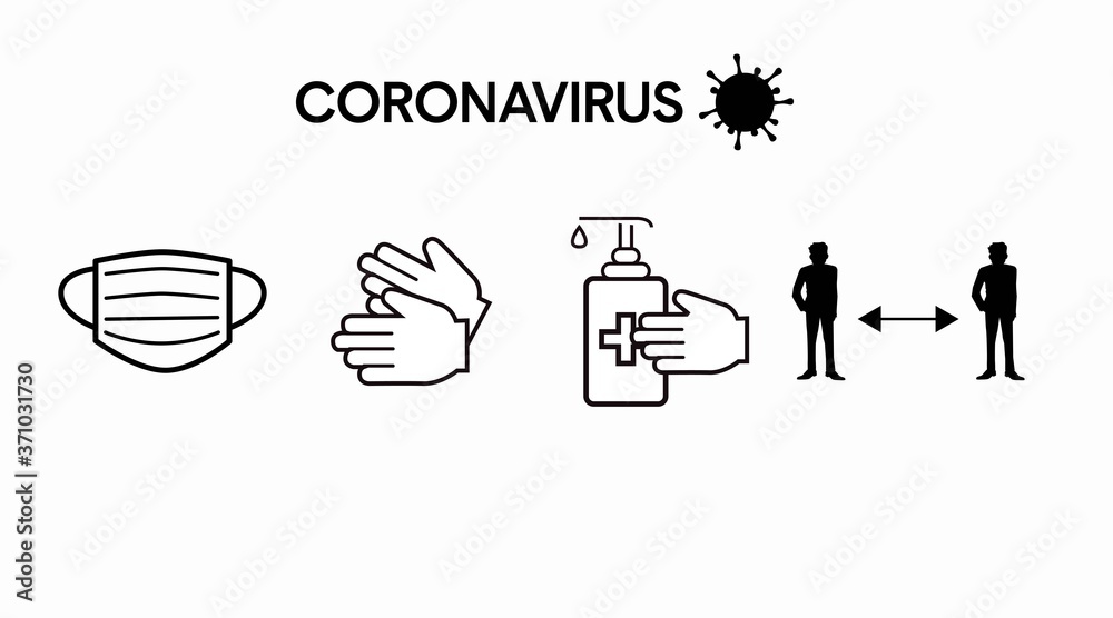 Vector Isolated Coronavirus Prevention Icon Set Vector Isolated Coronavirus Prevention Icon Set