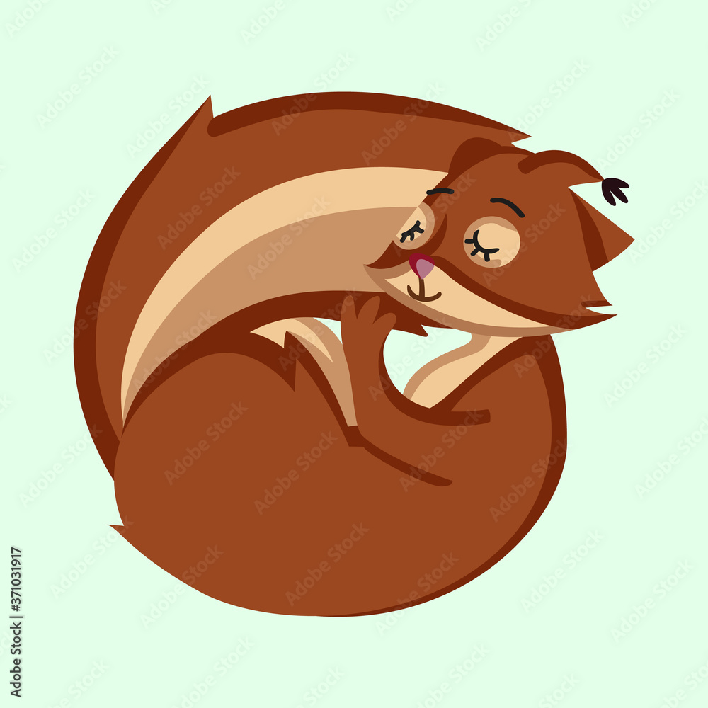 Cute sleeping squirrel illustration cartoon character Stock Vector