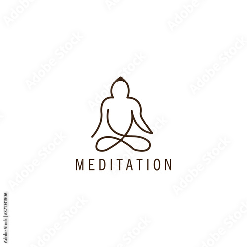 meditation logo outline black illustration design vector