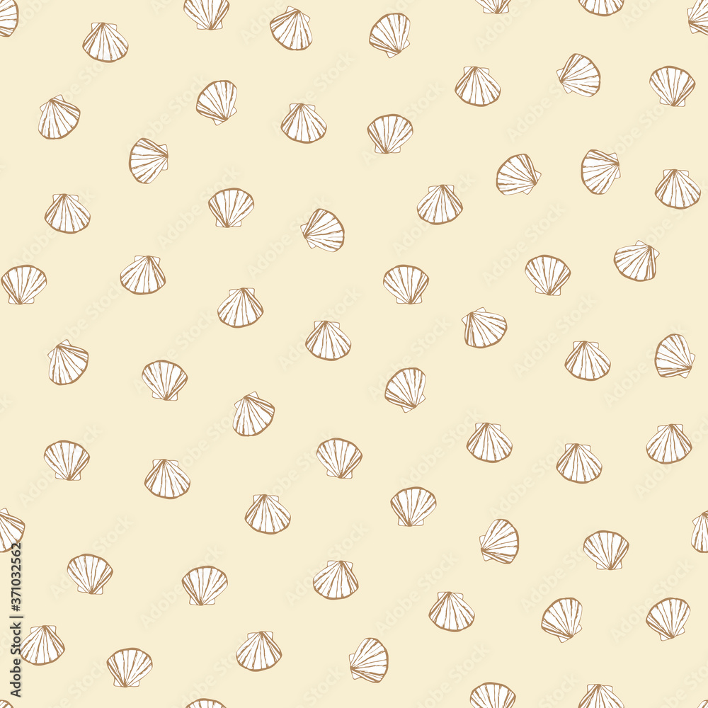 Seashells in the sea vector hand drawn seamless pattern