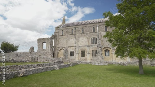 External ruined walls of Priory Church of St Mary, Norfolk, England photo