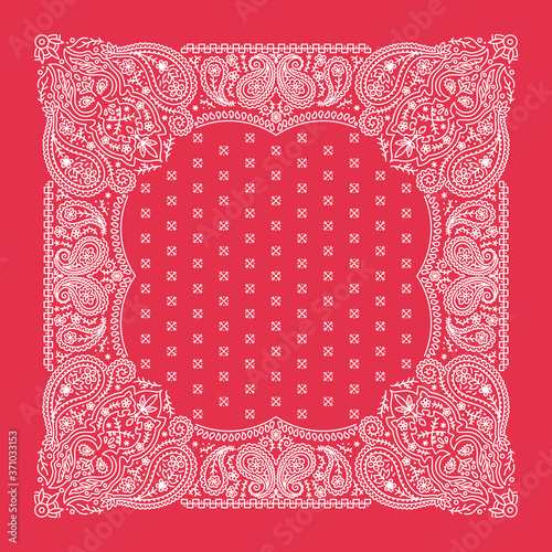 Bandana Paisley Ornament Design with Kujang Traditional weapon of Indonesian