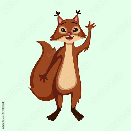 Cute welcoming squirrel illustration cartoon character