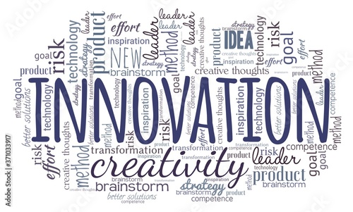 Innovation word cloud isolated on a white background.