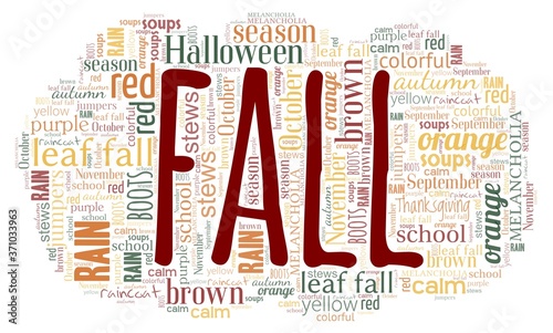 Fall word cloud isolated on a white background.