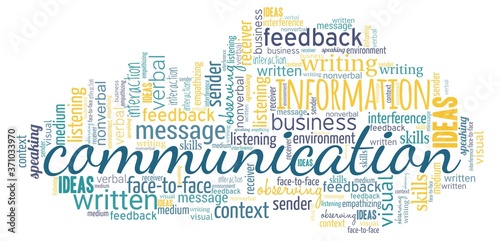 Communication word cloud isolated on a white background.