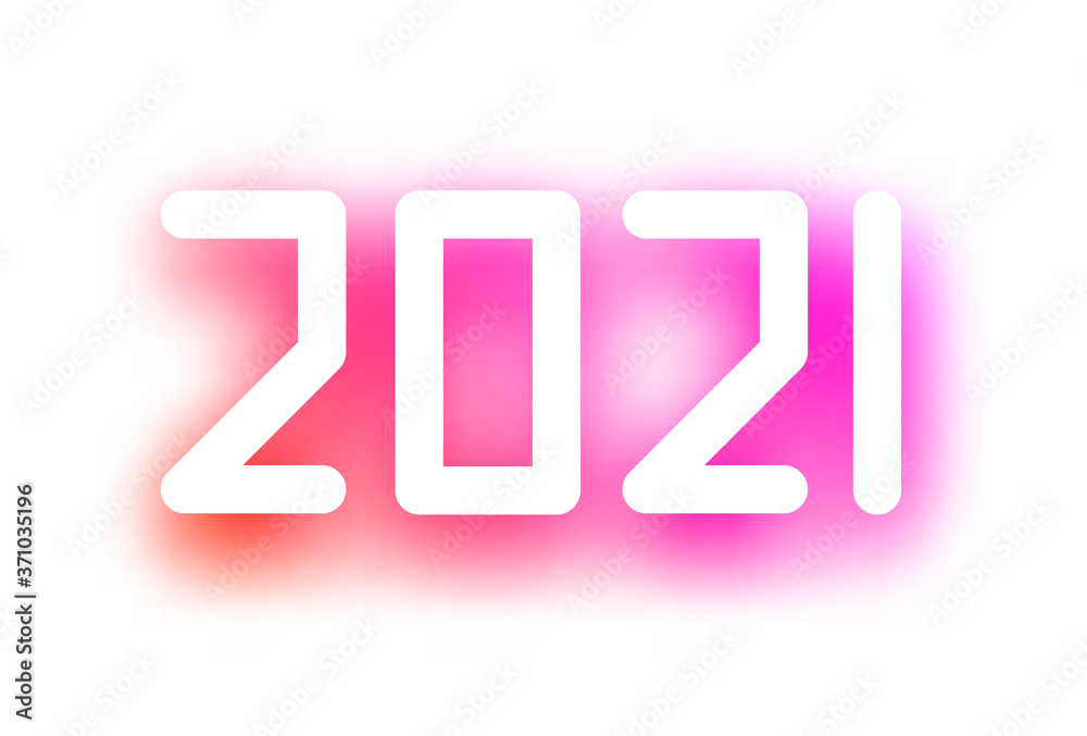 Outer glowing 2021 zip font sign. Outer glowing 2021 zip font sign.