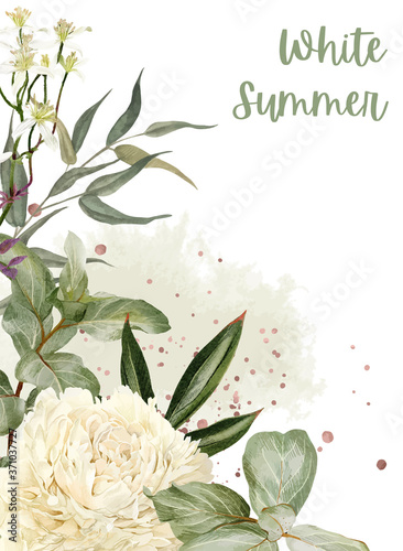 Lush peonies, flowers and rose gold floral elemets