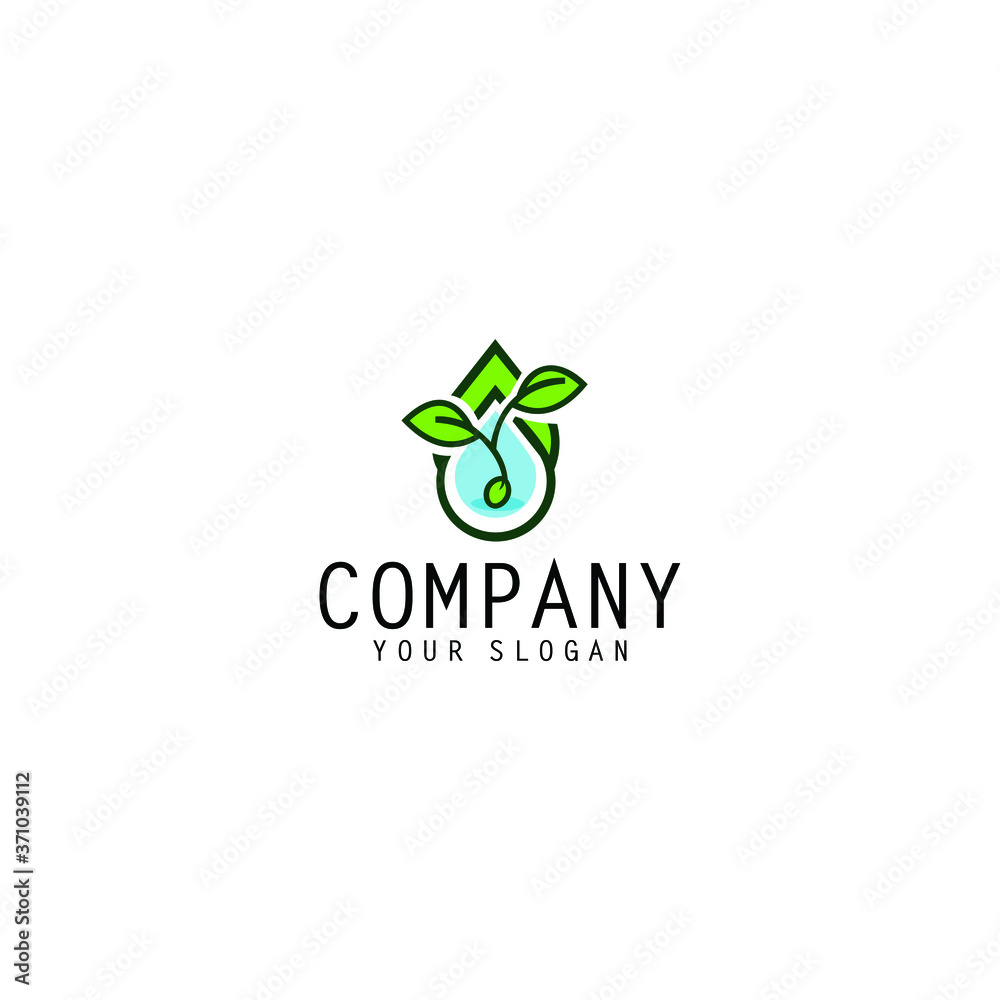 Fotografie natural leaf water drop logo