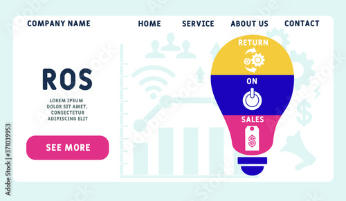 Vector website design template . ROS  - return on sales illustration for website banner, marketing materials, business presentation, online advertising.