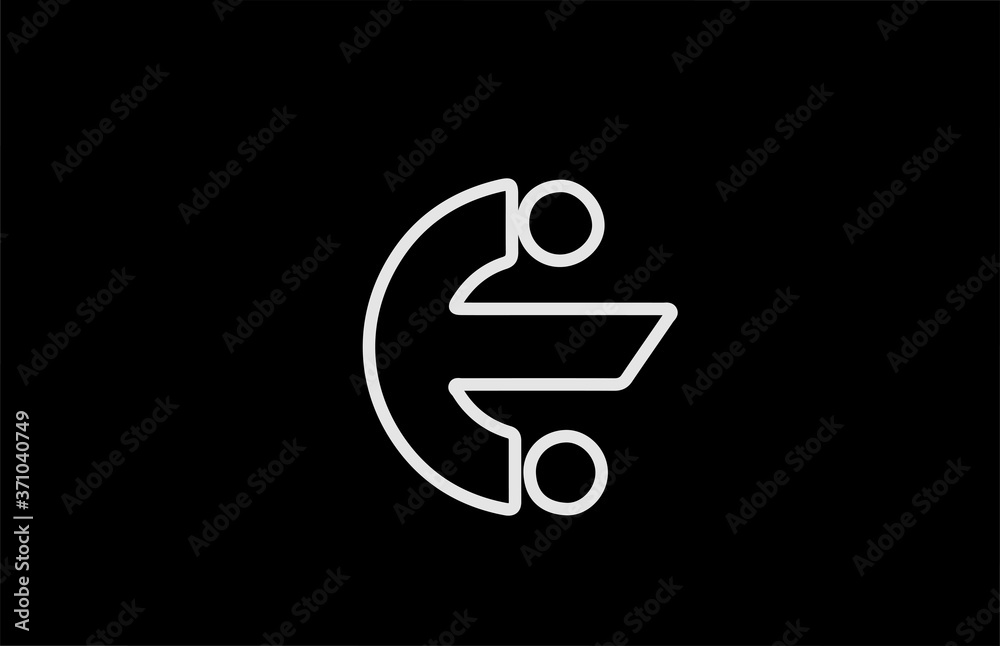 E alphabet letter logo icon with line. Black white color for company and business design E alphabet letter logo icon with line. Black white color for company and business design