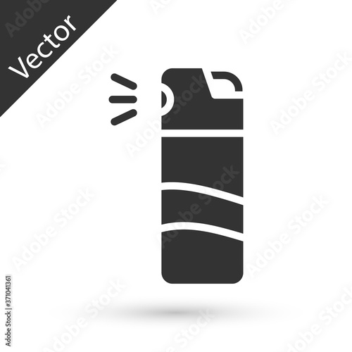 Grey Pepper spray icon isolated on white background. OC gas. Capsicum self defense aerosol. Vector.