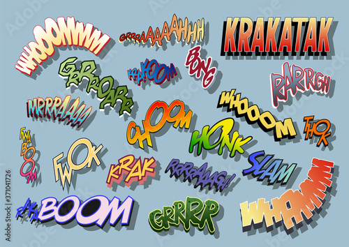 Comic Book Sound Effects, Onomatopoeia Symbols, Comics Words photo