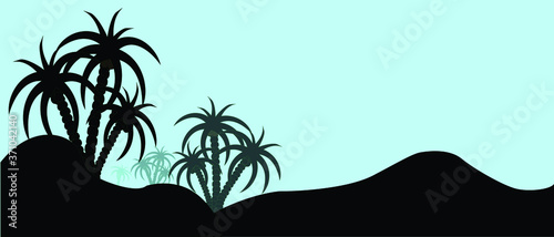 island logo monochrome illustration travel design beach tropical with palm trees and place for text