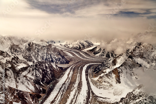 Biggest glaciers after pools are glaciers in karakorum range Gilgit Baltistan Pakistan  photo
