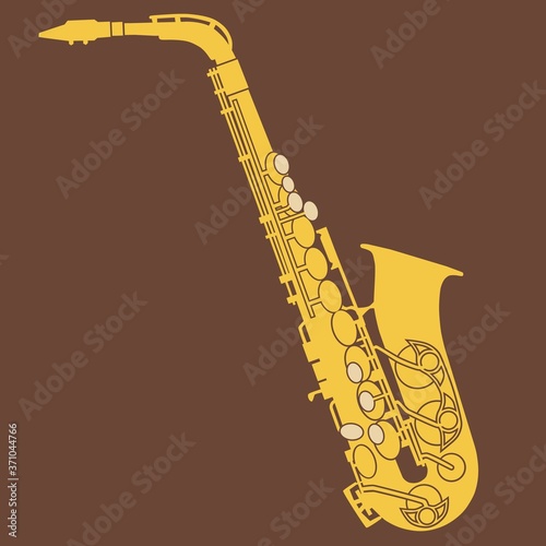 Vector illustration of golden saxophone on dark background