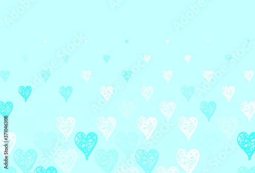 Light Green vector texture with lovely hearts.