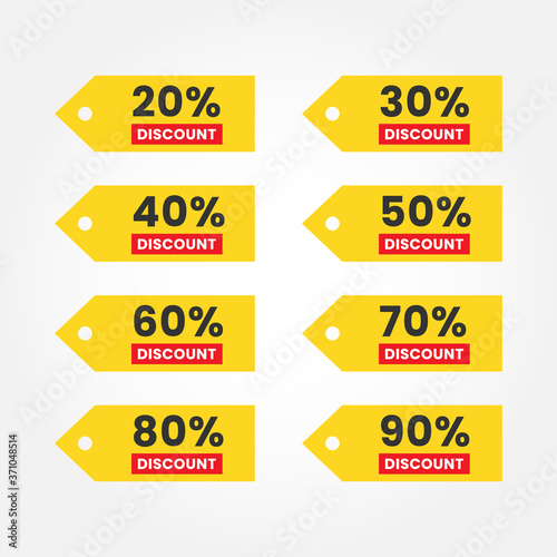 vector illustration set of yellow sale labels