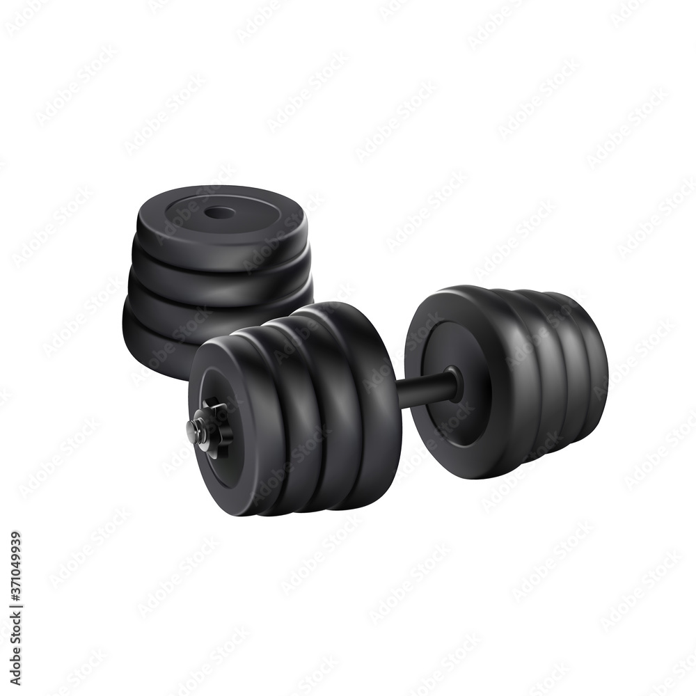 Dumbbell adjustable disc isolated vector. realistic fitness weight equipment. Scalable editable illustration. Gym and body building black weights exercise. graphic weight bar Dumbbell adjustable disc isolated vector. realistic fitness weight equipment. Scalable editable illustration. Gym and body building black weights exercise. graphic weight bar