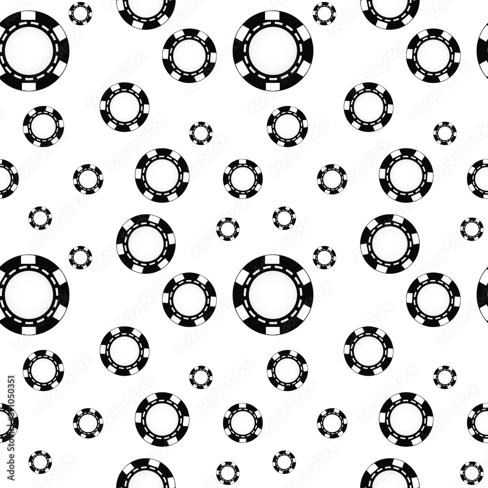 Casino chips black design pattern on white background vector illustration Casino chips black design pattern on white background vector illustration
