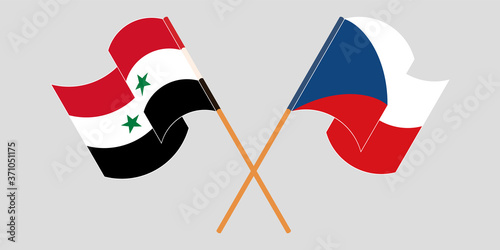 Crossed and waving flags of Syria and Czech Republic