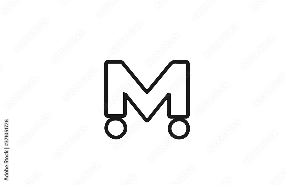 alphabet M letter logo icon with line. Black and white design for company and business alphabet M letter logo icon with line. Black and white design for company and business