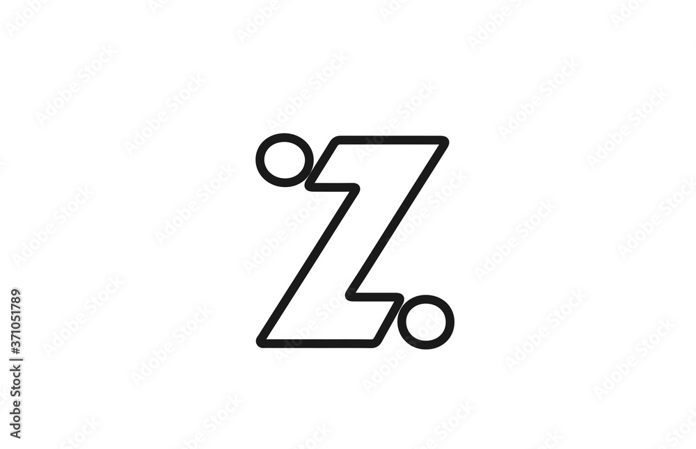 alphabet Z letter logo icon with line. Black and white design for company and business