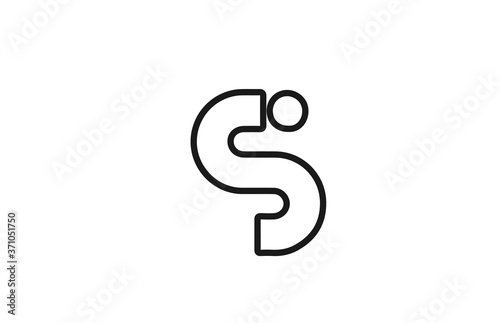 alphabet S letter logo icon with line. Black and white design for company and business
