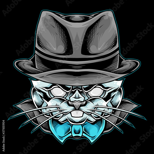 Mafia Rabbit Mascot Logo Illustration