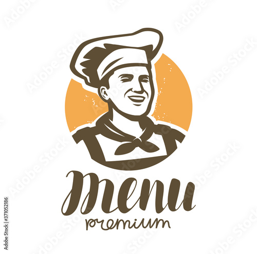 Happy chef logo. Restaurant, bakery, food symbol