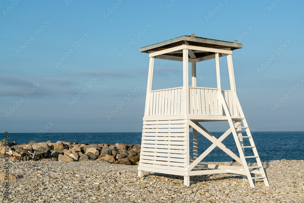 lifeguard tower on the beach..