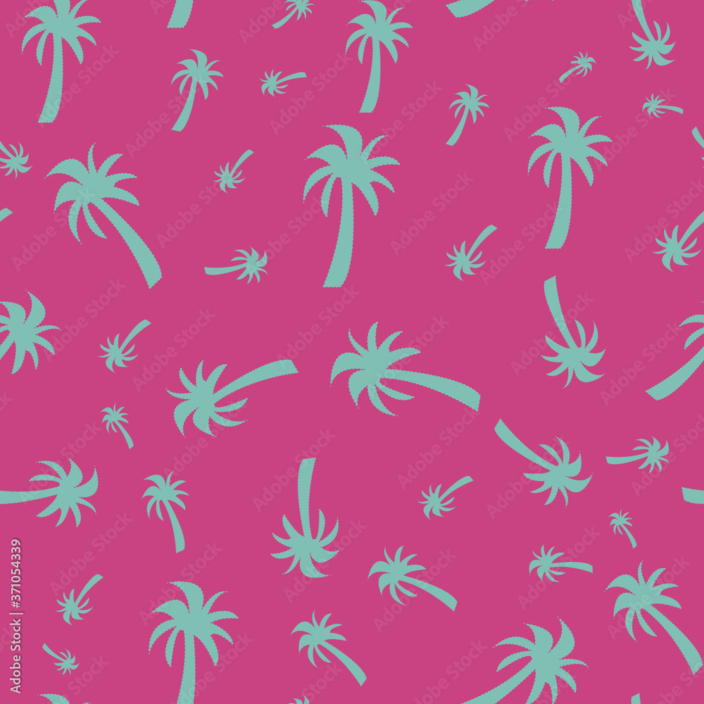 Colorful palm tree repeat pattern print on pink background Colorful palm tree repeat pattern print on pink background