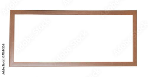 Thin long light brown banner frame for text, picture, photo, image, text isolated on white background © Leila